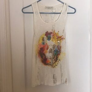 Decorative Skull Ripped Tank Top